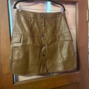 Brown Faux Leather Mini Skirt